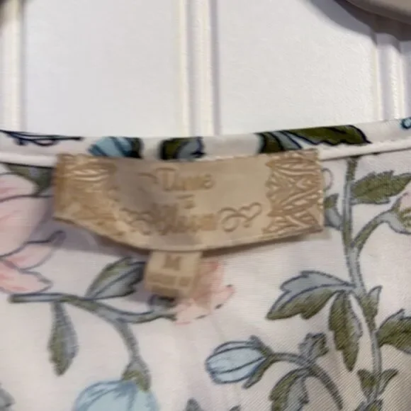 NWT GOGO Time To Bloom Floral White Cap Sleeve Midi Dress Ruched Tiered - Picture 6 of 9